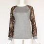 Leopard sleeve long sleeve sweater top