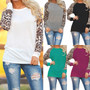 Leopard sleeve long sleeve sweater top