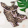 Leopard Pom Pom detail mommy and me matching mommy and daughter swimsuit