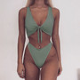 High cut 2 piece tie front bikini