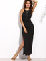 Trendy criss cross back side split maxi dress