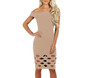 Off the shoulder caged detailed bodycon dress