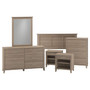 Bush Furniture Somerset Headboard, Dresser and Nightstand Bedroom Set in Ash Gray