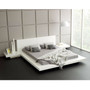 King Modern Platform Bed with Headboard and 2 Nightstand in Glossy White