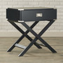 Dark Grey 1-Drawer End Table Nightstand with Modern Classic X Style Legs