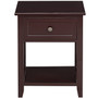 Bedside Storage Nightstand with Drawer and Bottom Shelf-Brown