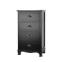 Vintage Bedside Table Chest 4 Drawers Storage Cabinet Nightstand Black