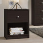 Modern 1-Drawer Bedroom Nightstand in Dark Brown Wood Finish