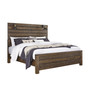 Dajono Rustic Brown Finish Pine Wood King Bed with Reading Lamps