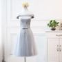 MNZ8&6#Gray and Champagne round collar lace up Medium and long term sleeve Bridesmaid Dresses wedding party prom dress 2018