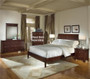 4pc Cherry Finish Bedroom Set (Queen Bed  Dresser  Mirror  Night Stand)