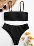 Textured Padded Bandeau Bikini Set