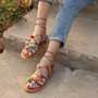 Boho Sandals  Casual Cross strap Ankle Wrap Lace Up Shoes