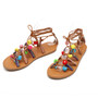 Boho Sandals  Casual Cross strap Ankle Wrap Lace Up Shoes