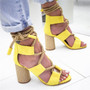 New Boho Sandals Women High Heel Peep Toe Lace Up Sandals