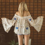 Sexy Off-shoulder Top Vintage Embroidery Blouse Shirt