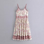 Vintage Strappy Ruffles Floral Chic Dress