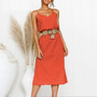 Bohemian spaghetti strap no belt midi dress