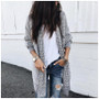 Autumn Casual Knitted Loose Plaid Long Cardigan