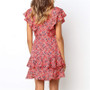 Summer Chiffon Boho Floral Print Ruffles A-Line Dress