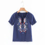Blue/White Bohemian Embroidery Floral Blouses