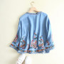 Denim embroidery vintage kimono cardigan blouse