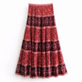 Vintage Crimson Wisteria Maxi Skirts