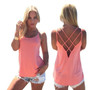 Spaghetti Strap Sexy  Backless Cross T-Shirts Tops