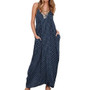 Polka Dot Print V Neck Maxi Long Bohemian Dress