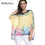 BHflutter 4XL 5XL 6XL Plus Size Blouse Shirt Women New Striped Print Summer Tops Tees Batwing Sleeve Casual Chiffon Blouses 2019