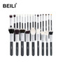 BEILI Black Complete Professional Natural goat hair Makeup Brushes set Foundation Powder Concealer Contour  Eyes Blending brush