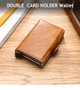 Credit Card Holder Wallet Leather Metal Aluminum Double Credit Cardholder