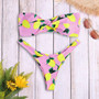 Strapless Backless Padded Lemon Print Low Waist Women Bikini Set