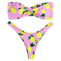 Strapless Backless Padded Lemon Print Low Waist Women Bikini Set