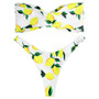 Strapless Backless Padded Lemon Print Low Waist Women Bikini Set