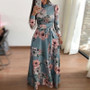 Women autumn Dress 2020 Casual Long Sleeve Long Dress Boho Floral Print Maxi Dress Turtleneck Bandage Elegant Dresses Vestidos