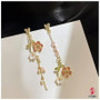 Temperament flower earrings Korean style tassel pendant