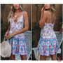 Summer Boho Sexy Chiffion Mini Dress Women Deep V-neck Sleeveless Party Beach Dress Sundress