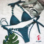 Gemstone Halter Bikini Set  Crystal Push Up Woman Swimsuit