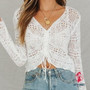 White Lace Knitted Ruched T-shirt