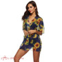 summer women's five-point sleeve cardigan fashion loose sunflower pattern chiffon clothing seaside resort sunscreen bikini top