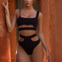 High waist sexy bikini set Push up bandeau swimsuit black swimwear High cut bathing suit women bathers One shoulder biquini