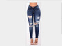 2020 Women Jeans  Newest Hot Stretch Skinny Ripped Hole Denim Female Slim High Waist Pencil Trousers Elegant Lady Button Bottom