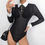 Turn-down Collar Bodysuit