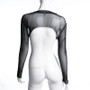 Blackmeoww Goth Women Mesh Shoulder Crop Top Shirt - Black S To L