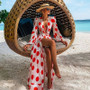 Beach Dress 2020 Bikini Cover Up Print Bathing Suit Women Kimono Plus Size Tunic Sexy Long Sleeve Swimwear Cover-Ups