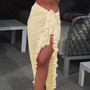 Women Chiffon See-Through Beach Bikini Cover Up Wrap Scarf Swimwear Pareo Sarong Dress Solid Ruffle Casual Beach Dress