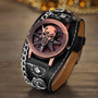 Skull Leather Rock Men Watch