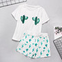 Womens Homewear Cute Cartoon Printed Pajamas Set Casual Short Sleeve T-Shirt Sleepwear Nightwear Set Summer Pyjama For Women Set