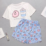 Womens Homewear Cute Cartoon Printed Pajamas Set Casual Short Sleeve T-Shirt Sleepwear Nightwear Set Summer Pyjama For Women Set